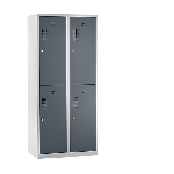 QUIPO Spind, 4 Abteile, Breite 800 mm HxT 1800 x 500 mm Türfarbe Basaltgrau, Korpus lichtgrau