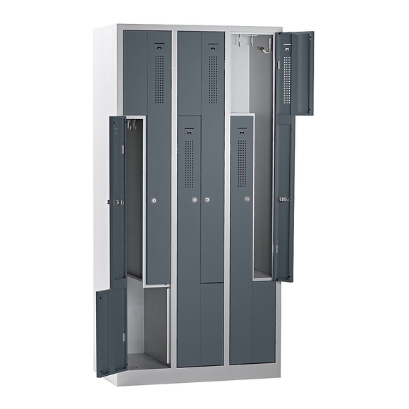 QUIPO Z-Schrank Breite 870 mm, 6 Abteile, 6 Türen Türfarbe Basaltgrau, Korpus lichtgrau