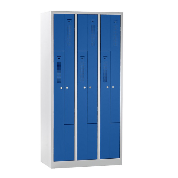 QUIPO Z-Schrank Breite 1185 mm, 6 Abteile, 6 Türen Türfarbe Enzianblau, Korpus lichtgrau