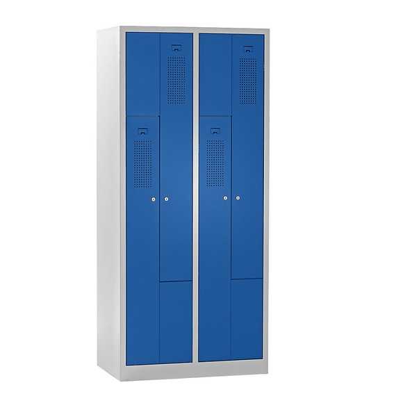 QUIPO Z-Schrank Breite 800 mm, 4 Abteile, 4 Türen Türfarbe Enzianblau, Korpus lichtgrau