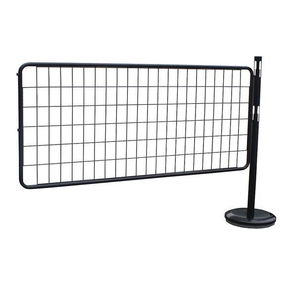 Absperrpfosten-Anbauset mit 1 Pfosten, 1 Gitter schwarz