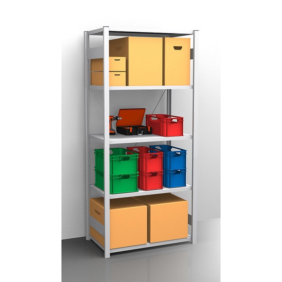 EUROKRAFT Fachboden-Steckregal, verzinkt Regalhöhe 2350 mm, Fachbodenbreite 965 mm Grundregal, Fachbodentiefe 650 mm