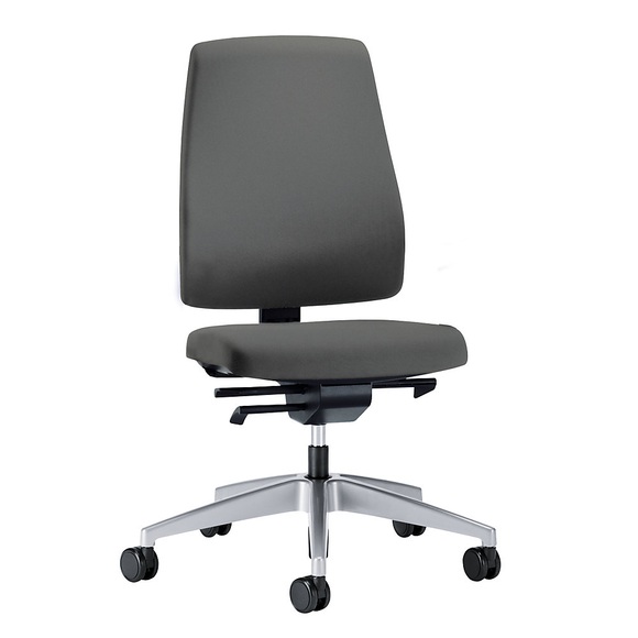 interstuhl Bürodrehstuhl GOAL, Rückenlehnenhöhe 530 mm Gestell brillantsilber, mit harten Rollen eisengrau, Sitztiefe 410 - 460 mm
