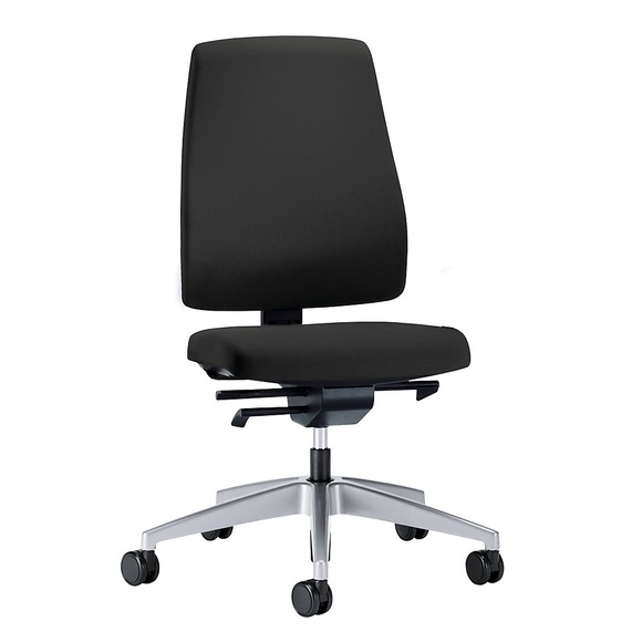 interstuhl Bürodrehstuhl GOAL, Rückenlehnenhöhe 530 mm Gestell brillantsilber, mit weichen Rollen graphitschwarz, Sitztiefe 410 mm