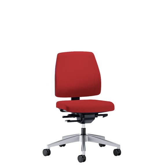 interstuhl Bürodrehstuhl GOAL, Rückenlehnenhöhe 430 mm Gestell brillantsilber, mit harten Rollen feuerrot, Sitztiefe 410 - 460 mm