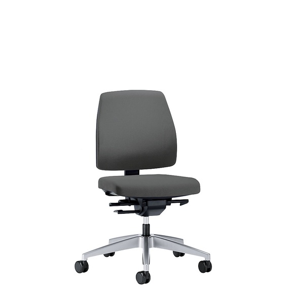 interstuhl Bürodrehstuhl GOAL, Rückenlehnenhöhe 430 mm Gestell brillantsilber, mit harten Rollen eisengrau, Sitztiefe 410 - 460 mm