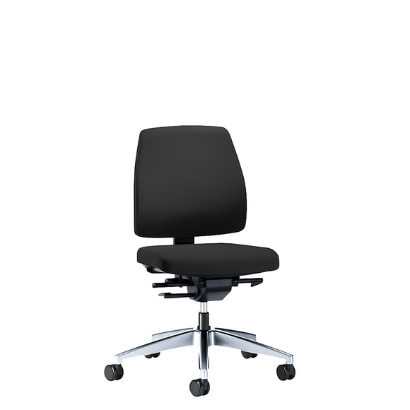 interstuhl Bürodrehstuhl GOAL, Rückenlehnenhöhe 430 mm Gestell poliert, mit weichen Rollen graphitschwarz, Sitztiefe 410 mm