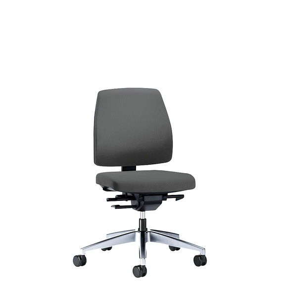 interstuhl Bürodrehstuhl GOAL, Rückenlehnenhöhe 430 mm Gestell poliert, mit weichen Rollen eisengrau, Sitztiefe 410 - 460 mm