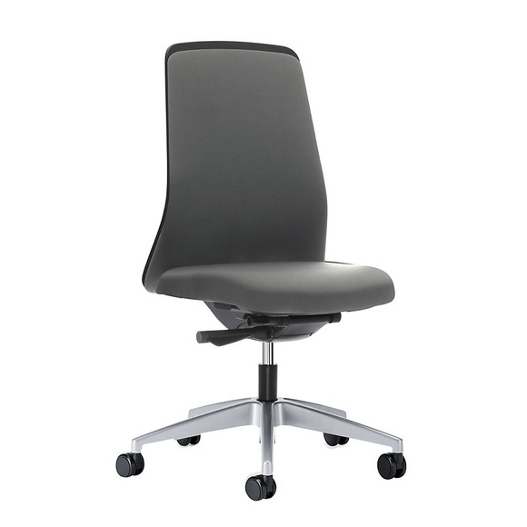 interstuhl Operator-Drehstuhl EVERY, Chillback-Rückenlehne schwarz Gestell brillantsilber, mit harten Rollen eisengrau, Sitztiefe 430 mm