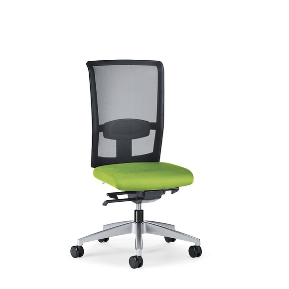 interstuhl Bürodrehstuhl GOAL AIR, Rückenlehnenhöhe 545 mm Gestell brillantsilber, mit harten Rollen gelbgrün, Sitztiefe 410 - 460 mm