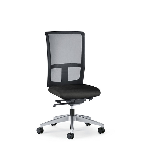 interstuhl Bürodrehstuhl GOAL AIR, Rückenlehnenhöhe 545 mm Gestell brillantsilber, mit weichen Rollen graphitschwarz, Sitztiefe 410 mm