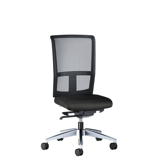 interstuhl Bürodrehstuhl GOAL AIR, Rückenlehnenhöhe 545 mm Gestell poliert, mit weichen Rollen graphitschwarz, Sitztiefe 410 - 460 mm