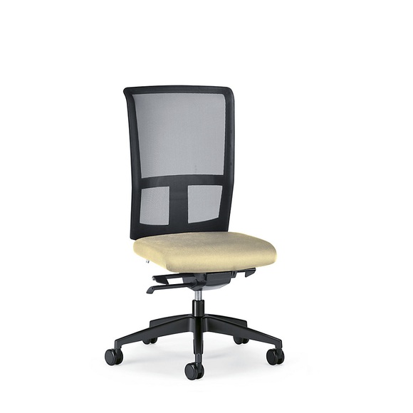 interstuhl Bürodrehstuhl GOAL AIR, Rückenlehnenhöhe 545 mm Gestell schwarz, mit weichen Rollen beige, Sitztiefe 410 - 460 mm