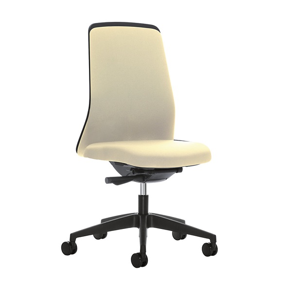interstuhl Operator-Drehstuhl EVERY, Chillback-Rückenlehne schwarz Gestell schwarz, mit harten Rollen beige, Sitztiefe 410 - 470 mm