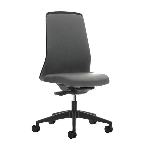 interstuhl Operator-Drehstuhl EVERY, Chillback-Rückenlehne schwarz Gestell schwarz, mit harten Rollen eisengrau, Sitztiefe 430 mm