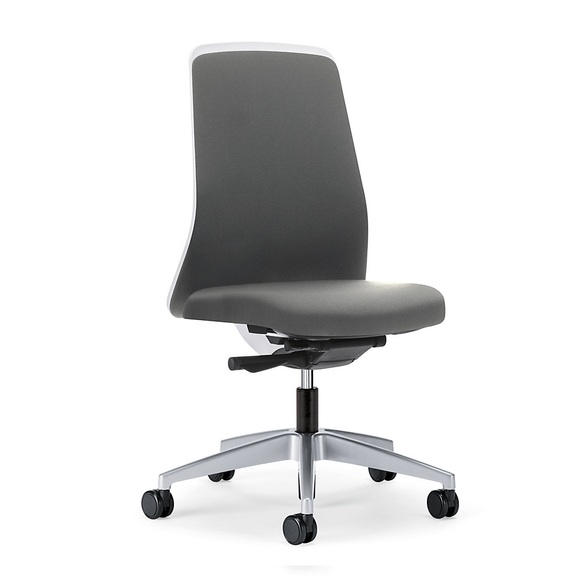 interstuhl Operator-Drehstuhl EVERY, Chillback-Rückenlehne weiß Gestell brillantsilber, mit harten Rollen eisengrau, Sitztiefe 430 mm