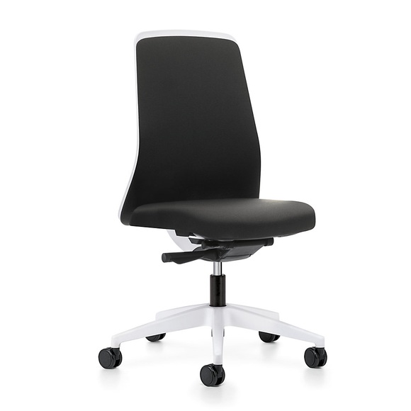 interstuhl Operator-Drehstuhl EVERY, Chillback-Rückenlehne weiß Gestell weiß, mit weichen Rollen graphitschwarz, Sitztiefe 430 mm