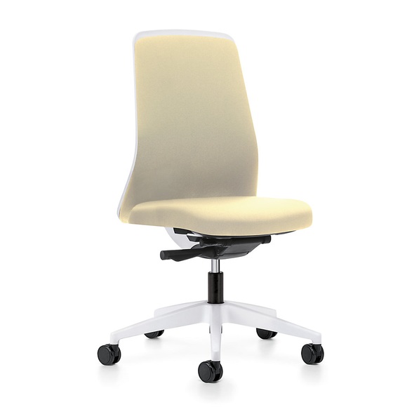 interstuhl Operator-Drehstuhl EVERY, Chillback-Rückenlehne weiß Gestell weiß, mit weichen Rollen beige, Sitztiefe 430 mm