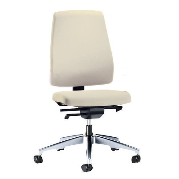 interstuhl Bürodrehstuhl GOAL, Rückenlehnenhöhe 530 mm Gestell poliert, mit harten Rollen beige, Sitztiefe 410 mm