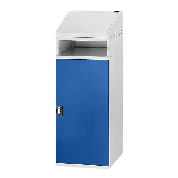 RAU Industrie-Stehpult mit offenem Fach über dem Schrank Breite 450 mm, lichtgrau / enzianblau