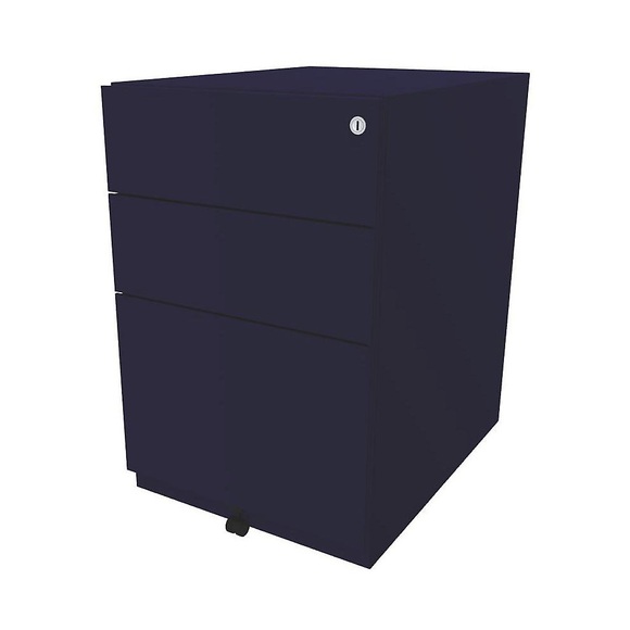 BISLEY Rollcontainer Note™, mit 2 Universalschubladen, 1 Hängeregistratur HxBxT 645 x 420 x 565 mm oxfordblau