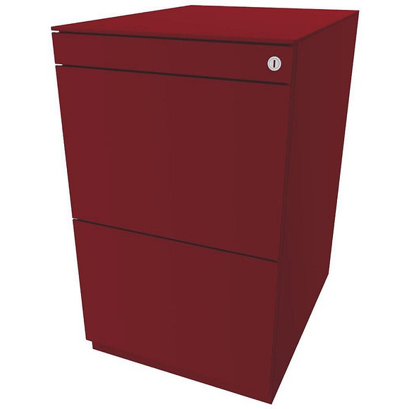 BISLEY Standcontainer Note™, mit 2 Hängeregistraturen Höhe 704 - 737 mm, mit Top kardinalrot