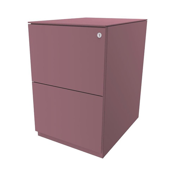 BISLEY Rollcontainer Note™, mit 2 Hängeregistraturen HxB 652 x 420 mm, mit Top pink