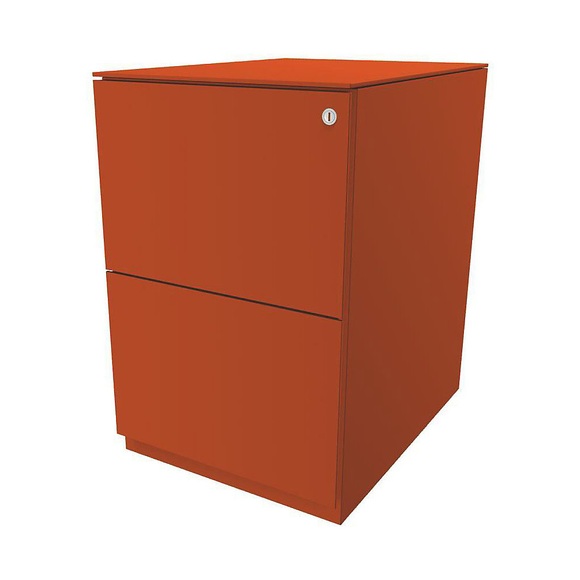 BISLEY Rollcontainer Note™, mit 2 Hängeregistraturen HxB 652 x 420 mm, mit Top orange