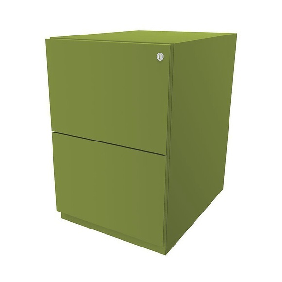 BISLEY Rollcontainer Note™, mit 2 Hängeregistraturen HxB 645 x 420 mm grün