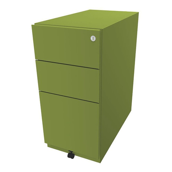 BISLEY Rollcontainer Note™, mit 2 Universalschubladen, 1 Hängeregistratur HxBxT 645 x 300 x 565 mm grün