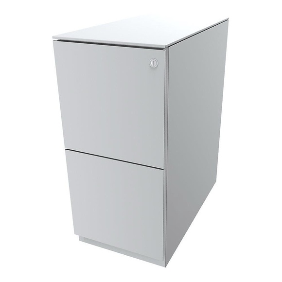 BISLEY Rollcontainer Note™, mit 2 Hängeregistraturen HxB 652 x 300 mm, mit Top verkehrsweiß