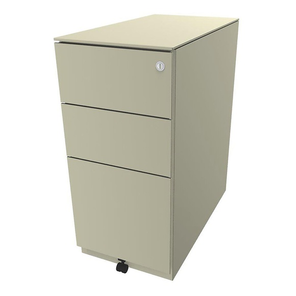 BISLEY Rollcontainer Note™, mit 2 Universalschubladen, 1 Hängeregistratur HxBxT 652 x 300 x 565 mm, mit Top hellelfenbein