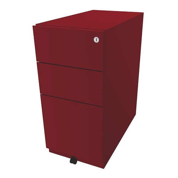 BISLEY Rollcontainer Note™, mit 2 Universalschubladen, 1 Hängeregistratur HxBxT 645 x 300 x 565 mm kardinalrot