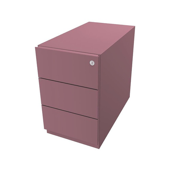 BISLEY Rollcontainer Note™, mit 3 Universalschubladen HxBxT 495 x 300 x 565 mm, mit Griffleiste pink