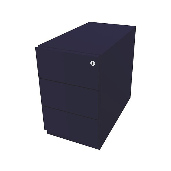 BISLEY Rollcontainer Note™, mit 3 Universalschubladen HxBxT 495 x 300 x 565 mm, mit Griffleiste oxfordblau