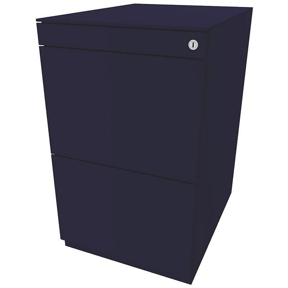 BISLEY Standcontainer Note™, mit 2 Hängeregistraturen Höhe 704 - 737 mm, mit Top oxfordblau