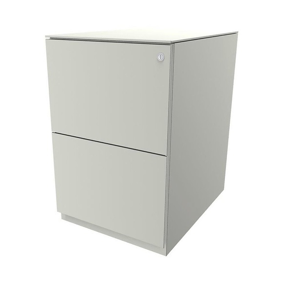 BISLEY Rollcontainer Note™, mit 2 Hängeregistraturen HxB 652 x 420 mm, mit Top reinweiß