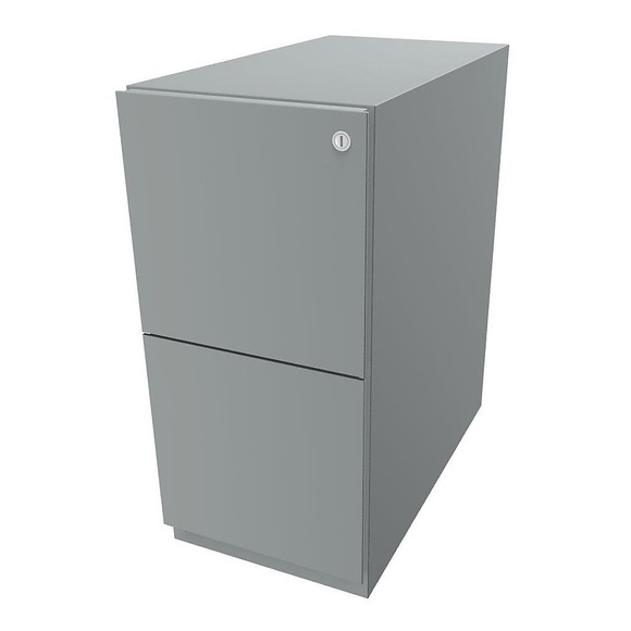 BISLEY Rollcontainer Note™, mit 2 Hängeregistraturen HxB 645 x 300 mm silber