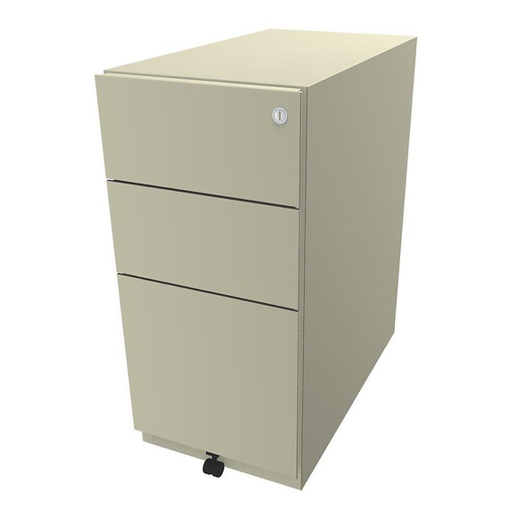BISLEY Rollcontainer Note™, mit 2 Universalschubladen, 1 Hängeregistratur HxBxT 645 x 300 x 565 mm hellelfenbein