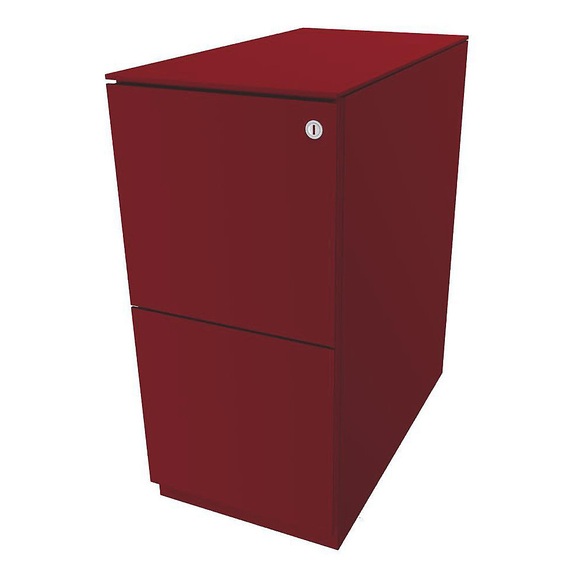 BISLEY Rollcontainer Note™, mit 2 Hängeregistraturen HxB 652 x 300 mm, mit Top kardinalrot