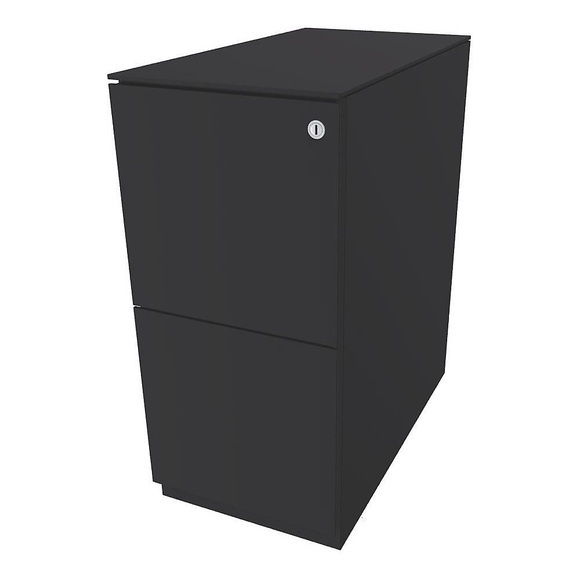BISLEY Rollcontainer Note™, mit 2 Hängeregistraturen HxB 652 x 300 mm, mit Top anthrazitgrau