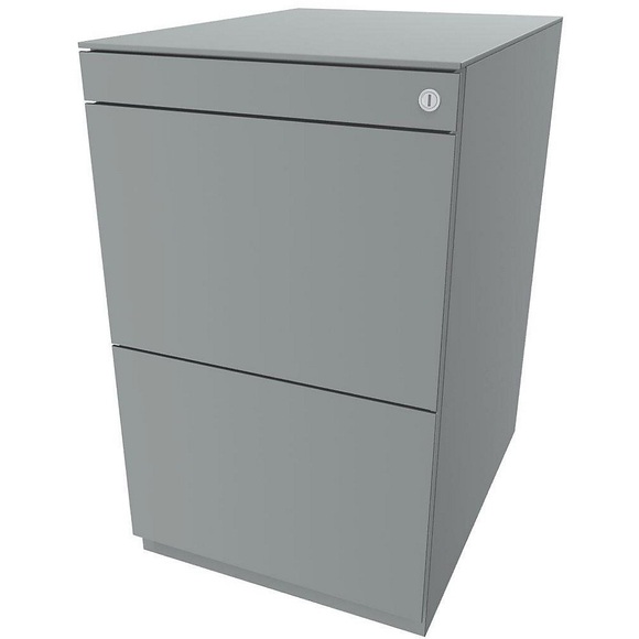 BISLEY Standcontainer Note™, mit 2 Hängeregistraturen Höhe 704 - 737 mm, mit Top silber