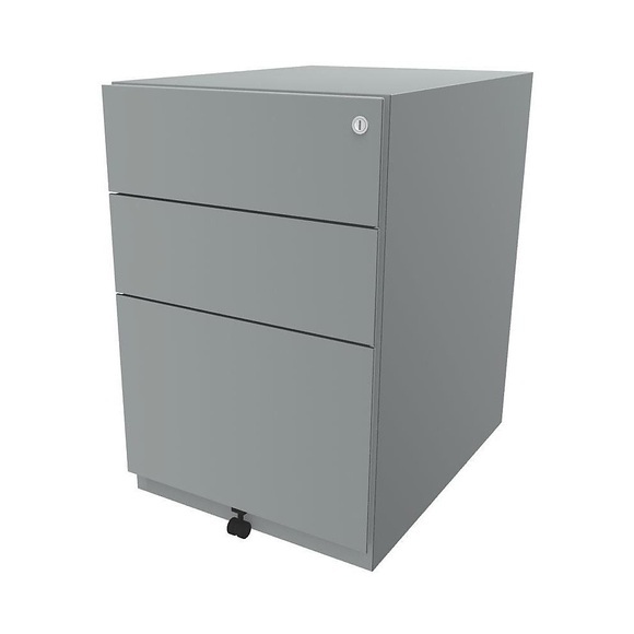 BISLEY Rollcontainer Note™, mit 2 Universalschubladen, 1 Hängeregistratur HxBxT 645 x 420 x 565 mm silber