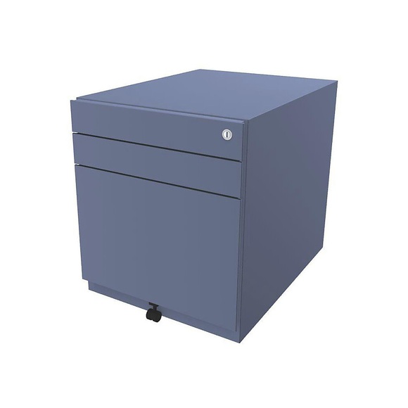 BISLEY Rollcontainer Note™, mit 2 Universalschubladen, 1 Hängeregistratur HxBxT 565 x 420 x 565 mm blau