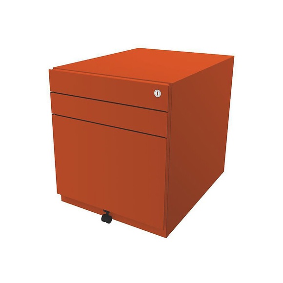 BISLEY Rollcontainer Note™, mit 2 Universalschubladen, 1 Hängeregistratur HxBxT 565 x 420 x 565 mm orange