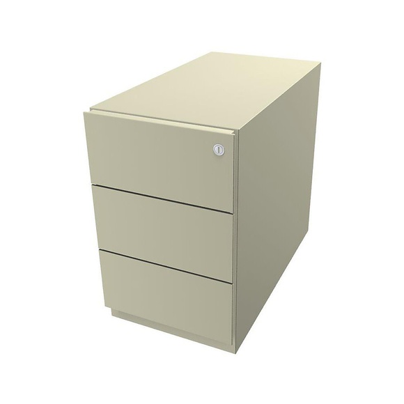 BISLEY Rollcontainer Note™, mit 3 Universalschubladen HxBxT 495 x 300 x 565 mm, mit Griffleiste hellelfenbein