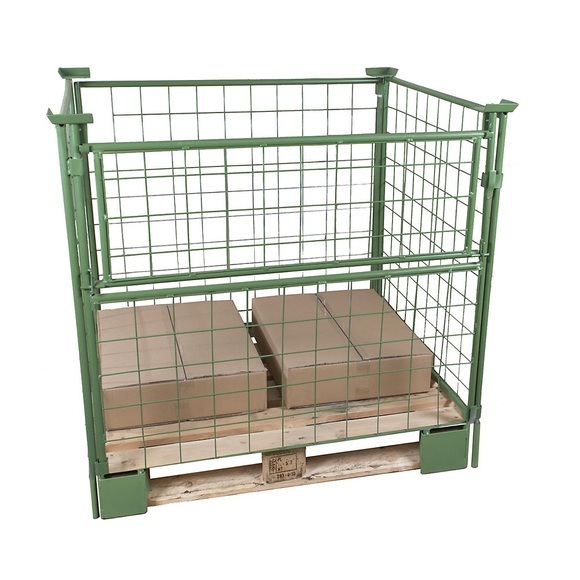 Palettenrahmen Nutzhöhe 1800 mm, zum Aufsetzen BxL 1000 x 1200 mm, 1 Längswand halb klappbar
