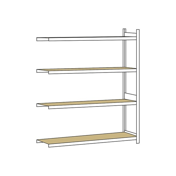Weitspannregal, mit Spanplatte, Höhe 2500 mm Spannweite 2500 mm Anbauregal, Tiefe 600 mm
