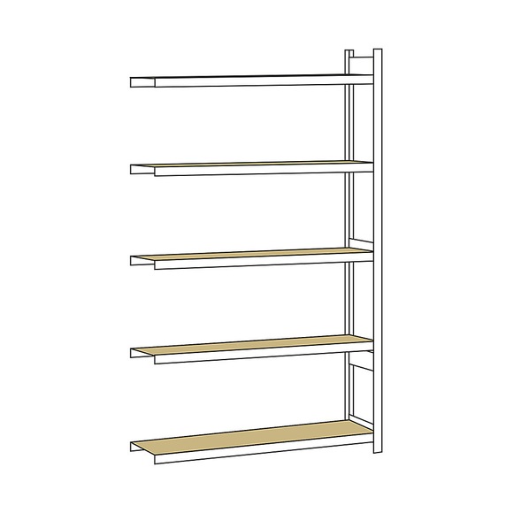 Weitspannregal, mit Spanplatte, Höhe 3000 mm Spannweite 1500 mm Anbauregal, Tiefe 400 mm