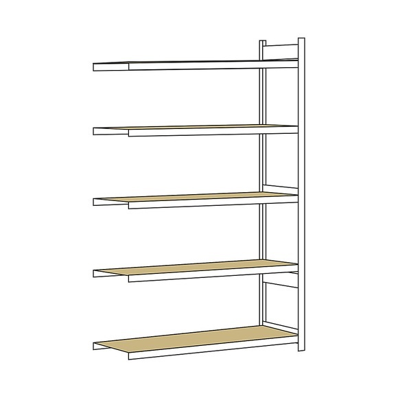 Weitspannregal, mit Spanplatte, Höhe 3000 mm Spannweite 1500 mm Anbauregal, Tiefe 800 mm